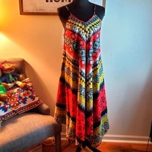 Multicolor MLLE Gabrielle Beach Cover Up Dress Size Small | Resort Wear Dress